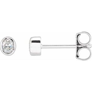 14K White Gold Oval 3 X 2.3 Mm 1/10 Ctw Lab-Grown Diamond Bezel-Set Earrings