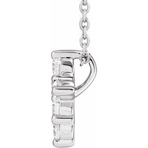 14K White Gold Round 2.2Mm G-H Si 1/4 Ctw Lab-Grown Diamond Cross Necklace, Length: 18 In