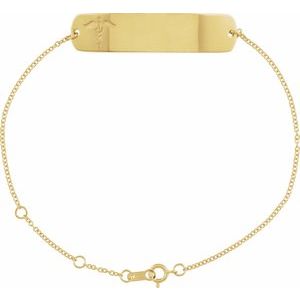 18K Yellow Gold-Plated Sterling Silver Engravable Medical Identification 6 1/2-7 1/2" Bracelet
