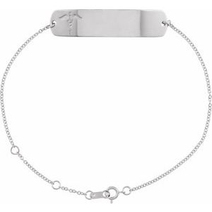 Sterling Silver 34.5 X 8 Mm 6 1/2-7 1/2 In Polished Engravable Curved Medical Id Bracelet