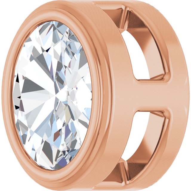 14K White Or Rose Gold Oval 4 X 3Mm Vs/Si1, Ghi Polished 1/10 Ct Natural Rose-Cut Diamond Solitaire Bezel-Set Slide