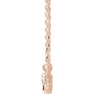 14K Rose Gold Round 2Mm G-H I1 French-Set Bar Necklace, Length: 16 In