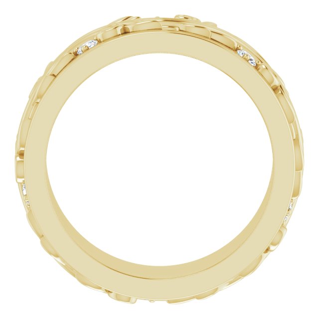 14K Yellow Gold Round 1.8 Mm Si2-Si3, G-H Polished 1/6 Ctw Natural Diamond Band, Size 6