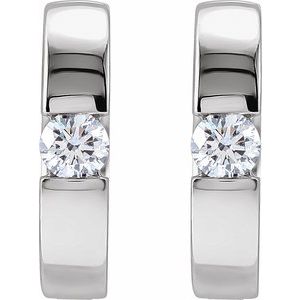 14K White Gold Pair Round Shape 3.4Mm Si1-Si2, Gh 1/3 Ctw Lab-Grown Diamond Hinged Huggie Earrings, Length: 15 Mm, Thickness: 3.2 Mm