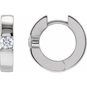 14K White Gold Pair Round Shape 3.4Mm Si1-Si2, Gh 1/3 Ctw Lab-Grown Diamond Hinged Huggie Earrings, Length: 15 Mm, Thickness: 3.2 Mm