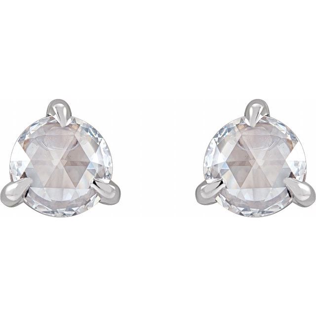 14K Yellow Or White Or Rose Gold Round Vs/Si1, Ghi Friction Back 3-Prong Polished Natural Diamond Claw-Prong Rose-Cut Earrings