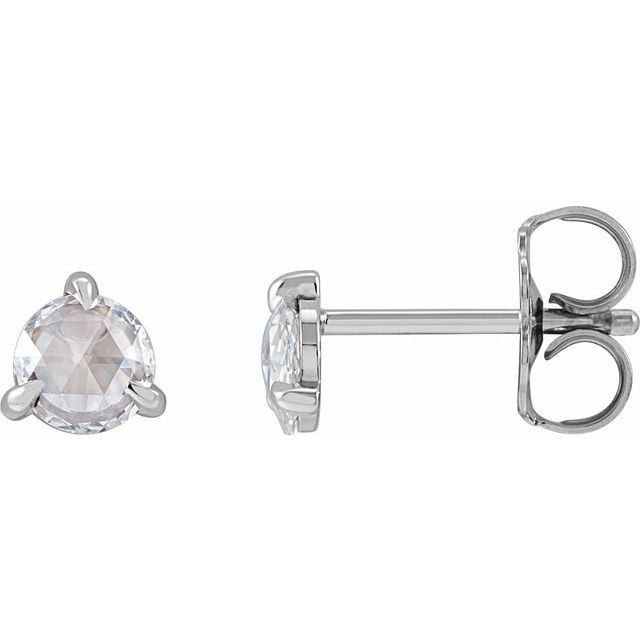 14K Yellow Or White Or Rose Gold Round Vs/Si1, Ghi Friction Back 3-Prong Polished Natural Diamond Claw-Prong Rose-Cut Earrings