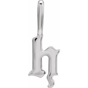 14K White Gold Initial H 10 X 5.7 Mm Polished Gothic Initial Charm Pendant