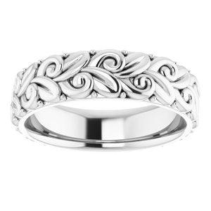 14K White Gold 5 Mm Polished Floral Band Size 7