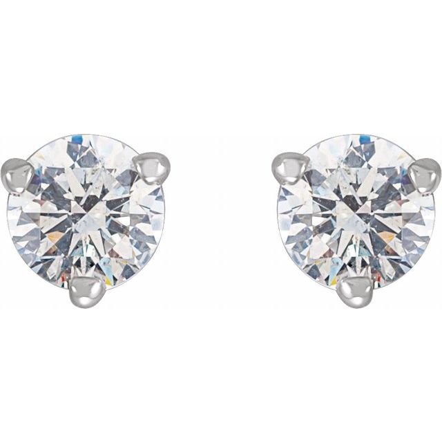 14K White Gold Round Pair 3.4Mm I1, G-H Friction 3-Prong Polished 1/3 Ctw Natural Diamond Earrings