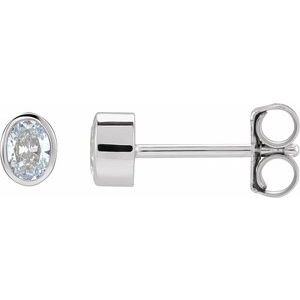 14K White Gold Oval 3.6 X 2.7 Mm 1/5 Ctw Lab-Grown Diamond Bezel-Set Earrings