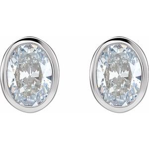 14K White Gold Oval 3.6 X 2.7 Mm 1/5 Ctw Lab-Grown Diamond Bezel-Set Earrings