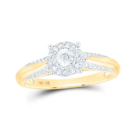 10K Yellow Gold Round Diamond Solitaire Bridal Wedding Engagement Ring 1/10 Cttw, Womens Size: 5-10