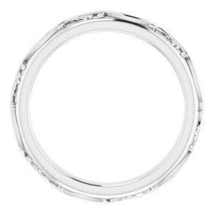 14K White Gold Patterned Band Size 7.5