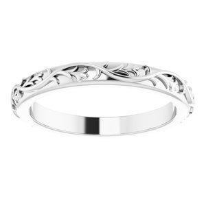 14K White Gold Patterned Band Size 6.5