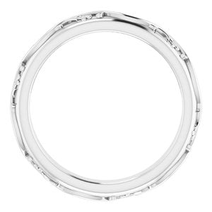 14K White Gold Patterned Band Size 6.5