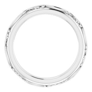 14K White Gold Patterned Band Size 5