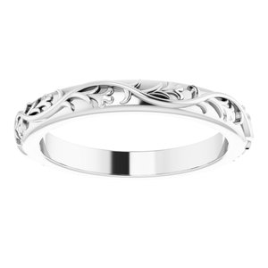 14K White Gold Patterned Band Size 5