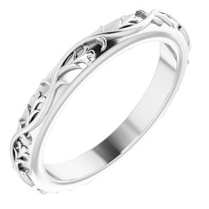 14K White Gold Patterned Band Size 5