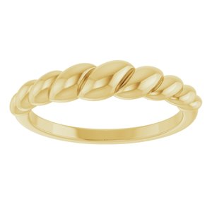 14K Yellow Gold Polished Rope Dome Ring Size 7