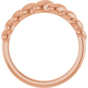 14K Rose Gold Polished Rope Dome Ring Size 7