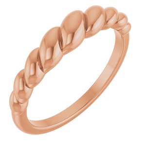 14K Rose Gold Polished Rope Dome Ring Size 7