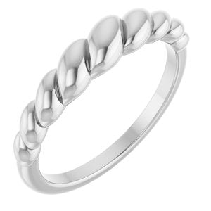 Sterling Silver Polished Rope Dome Ring Size 7