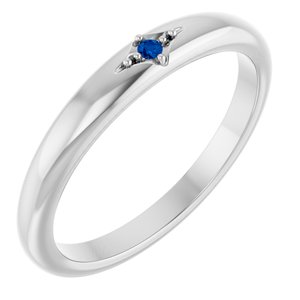 14K White Gold Natural Blue Sapphire Round 1.5 Mm Polished Natural Blue Sapphire Stackable Ring Size 7