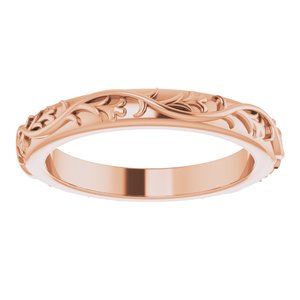 14K Rose Gold Patterned Band Size 4