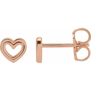 14K Rose Gold 5.29 X 5 Mm Pair Friction Backs Included Polished Heart Earrings