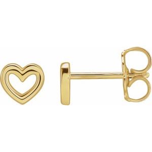 14K Yellow Gold 5.29 X 5 Mm Pair Friction Backs Polished Heart Earrings