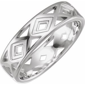 Platinum 6 Mm Polished Mens Geometric Band Size 11.5