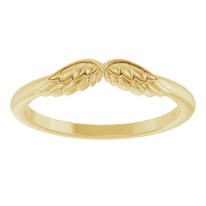 14K Yellow Gold Polished Stackable Angel Wings Ring Size 7
