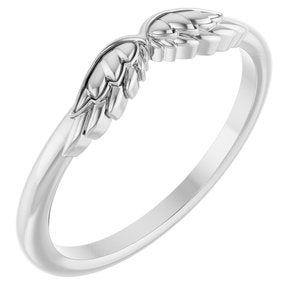 14K White Gold Polished Stackable Angel Wings Ring Size 7
