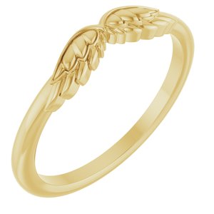 14K Yellow Gold Polished Stackable Angel Wings Ring Size 7