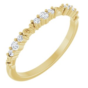 14K Yellow Gold Round Polished 1/6 Ctw Natural Diamond Anniversary Band Size 7