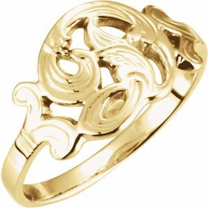 14K Yellow Gold Script Initial D Ring Size 6