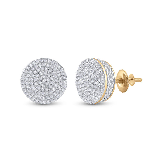 10K Yellow Gold Womens Round Diamond Circle Cluster Earrings 1/3 Cttw