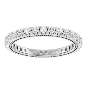 14K White Gold Round 2 Mm G-H Si1-Si2 9/10 Ctw Lab-Grown Diamond Eternity Band Size 7