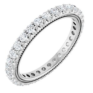 14K White Gold Round 2 Mm G-H Si1-Si2 9/10 Ctw Lab-Grown Diamond Eternity Band Size 7