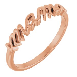14K Rose Gold Polished Mama Ring Size 7