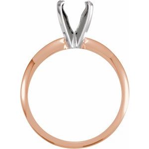 14K Rose/White Gold Round 6.0-6.6 Mm Polished 4-Prong Solitaire Mounting Size 6