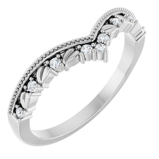 14K White Or Rose Or Yellow Gold Round 1.3 Mm Polished .08 Ctw Natural Diamond Contour Band, Size 7