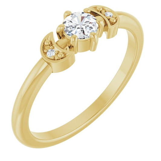 14K Yellow Or White Gold Round 4 Mm Polished 1/6 Ctw Natural Diamond Stackable Ring, Size 7