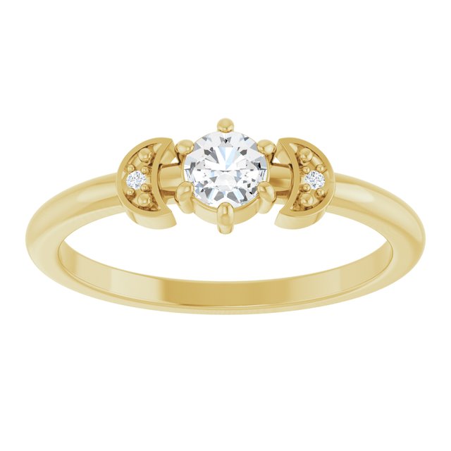 14K Yellow Or White Gold Round 4 Mm Polished 1/6 Ctw Natural Diamond Stackable Ring, Size 7