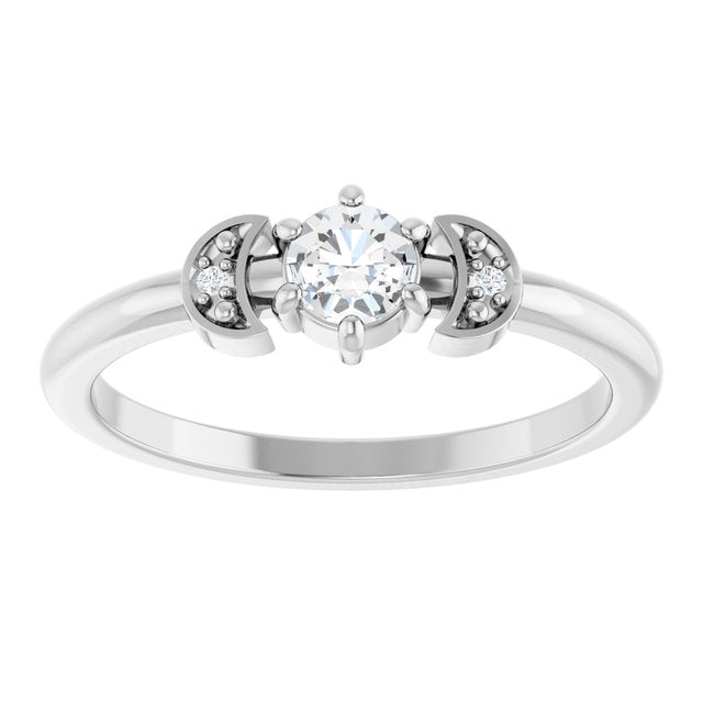 14K Yellow Or White Gold Round 4 Mm Polished 1/6 Ctw Natural Diamond Stackable Ring, Size 7