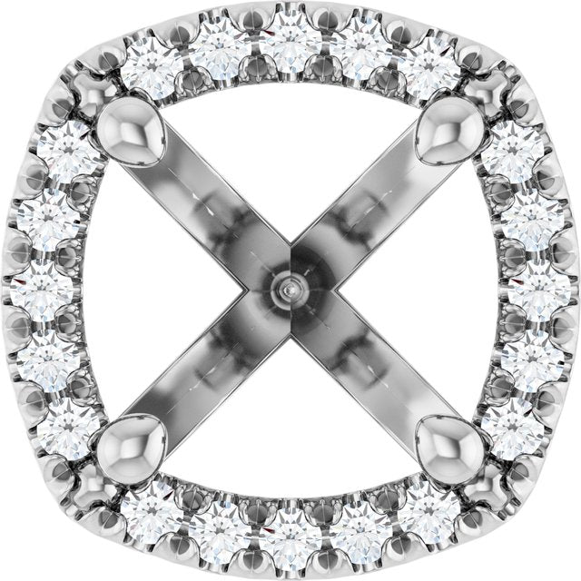 14K Yellow Or White Or Rose Gold Or Platinum Round 4-Prong Si1/Si2, G-H Polished Lab-Grown Diamond Semi-Set French-Set Halo-Style Peg Setting