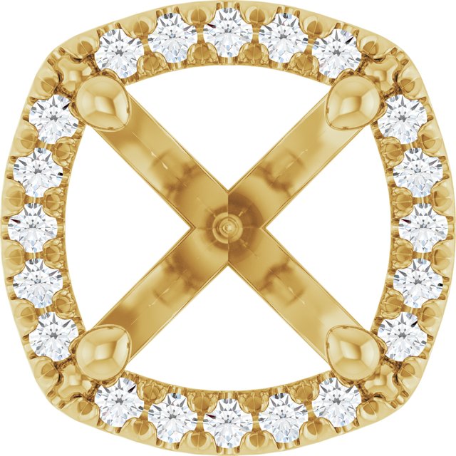 14K Yellow Or White Or Rose Gold Or Platinum Round 4-Prong Si1/Si2, G-H Polished Lab-Grown Diamond Semi-Set French-Set Halo-Style Peg Setting
