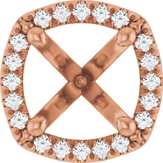 14K Yellow Or White Or Rose Gold Or Platinum Round 4-Prong Si1/Si2, G-H Polished Lab-Grown Diamond Semi-Set French-Set Halo-Style Peg Setting