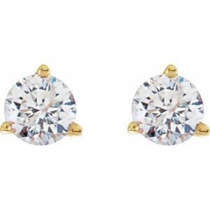 14K Yellow Gold Round 3.2Mm Si2-Si3, G-H 1/4 Ctw Natural Diamond 3-Prong Friction Back Stud Earrings